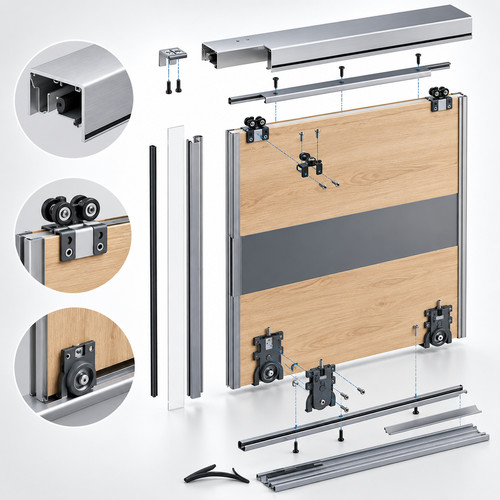 Wardrobe sliding door - wardrobe, track